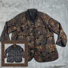 VINTAGE BonWorth Jacket Women's XL Reversible Tapestry Damask Paisley Blazer picture