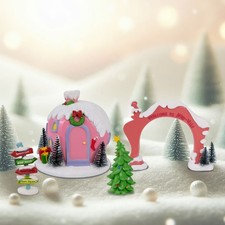 Dr. Seuss The Grinch Whoville Village 4‑Pc Christmas Set —House, Arch& Sign Post picture