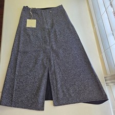 Tibi Speckled Knit Asymmetric Flare Skirt Navy Women Size 4 NWT Retail $495 picture