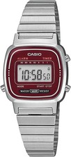 Casio LA670WA-4 Women’s Digital Watch Red Dial Stainless Steel Brand New picture