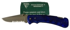 Vintage Buck 442FX BuckLite Knife Translucent Blue Serrated USA NOS No Box. picture