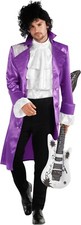 Men`s Prince Costume Adult Purple Rain Pop Star Jacket Wig Guitar Halloween picture