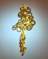 VTG Cecile et Jeanne Paris Gold Flower Bouquet Brooch Large Statement Pin Signed picture