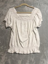 RXB Womens Size XL Short Sleeve Shirt White Embroidery Front Tank picture