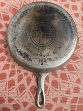 VINTAGE NO.8 GRISWOLD ERIE PA. 704J CHROME/NICKEL CAST IRON SKILLET FRYING PAN picture