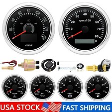 85mm GPS Speedometer 160MPH Tacho 8000RPM & 52mm Fuel/Oil/Temp/Volt With Senders picture