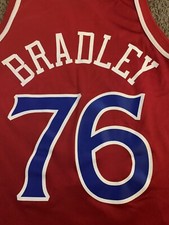 VINTAGE CHAMPION PHILADELPHIA 76ERS JERSEY 36 SMALL RED AUTHENTIC SHAWN BRADLEY picture