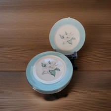 Vtg Lifetime China Co Homer Laughlin Turquoise Magnolia Dinner Plates 10