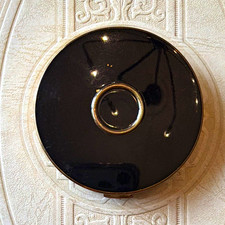 Vintage Charles of the RitzRound Black & Gold Tone Powder Compact w/ Mirror picture