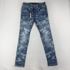 7th HVN London Mens Camo Blue Wash NWT 32 (29x30) NEW Denim Jeans Taper picture