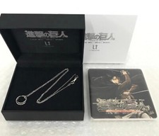 U-TREASURE Attack on Titan Double Ring Necklace Eren & Levi SILVER 925 + Coaster picture