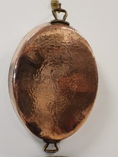 Hand Hammered Copper Fish Pan with Brass Handles, Oval Copper Roasting Pan, picture