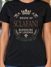 Sclafani Family Name Ladies Black T-Shirt Heritage Gift S-2XL picture