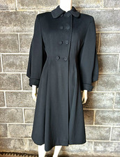 1940s vintage double button fitted puff balloon sleeve Swing Coat Jacket S  picture