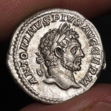 Caracalla Denarius 213AD Ancient Roman Empire Silver Coin Choice VF Liberalitas picture