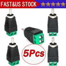 5pcs of Speaker Wire Cable to Audio RCA Male Connector Adapter Jack Plug picture