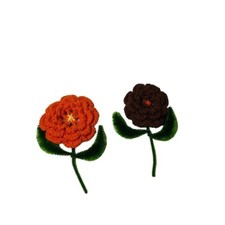 Handmade Vintage 1970s Flower Magnets Orange Brown Crochet Chenille Pipe Cleaner picture
