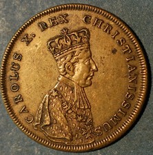 French Jeton (token) commemorating the coronation of King Charles X 1825 picture