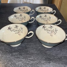 Set Of 6 Lenox - Kingsley X-445 - Footed Cups Teal/Ivory/Platinum LOC WW picture