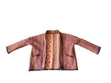 Homemade Quilt Chore Coat Patchwork Jacket Oversized Colorful Cottage Core picture