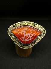 Antique very old Carnelian Ring - Carved Animal Motif Statement size 9.5 picture
