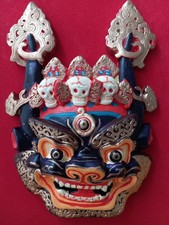 Miniature Tibetan Opera Mask Wall Hanging Hand Painted Tibetan Buddhist Folk Art picture