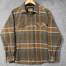 North River Flannel Shirt Mens XL Barn Brown Plaid Cotton Button Down picture