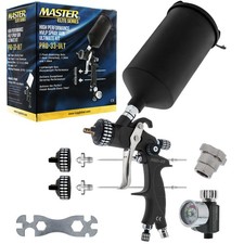 Master Elite Ultimate HVLP Spray Gun 1.3, 1.4, 1.8mm Fluid Tip Set Air Regulator picture