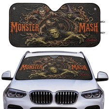 Personalized Monster Mash Car Sun Shade Windshield Visor Halloween Decor picture
