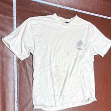 WXYZ MFG.CO Men's White Double-Sided Rose Floral Graphic Crew Neck Tee M Stained picture