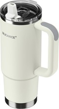 SALE SILICANICE 30oz Insulated Tumbler with Handle & Straw - cream- New in Box picture