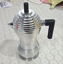 Alessi Pulcina Stovetop Espresso Maker 6-Cup Silver/Black Aluminum Gas/Electric picture