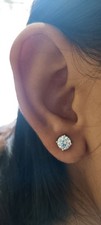 GIA 2.00Ct Round Cut Natural Diamond Stud Earrings In 14K White Gold Pair picture