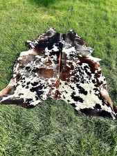 Genuine Brown and White Cowhide Rug, Brazilian Hair On Cowhide Rug,  Cowhide picture