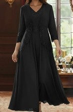 Mondressy Black 2-Piece Mother Of The Bride/Guest T-Length Dress New Size 16 picture
