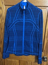 lululemon athletica Define Jacket Women's 10 Blue Jacquard Geometric Full Zip picture