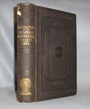 Antique Farming Book NY State Agricultural Report Illustrationed Civil War Era picture