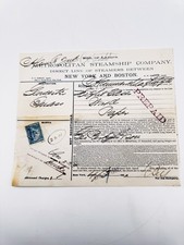 Antique 1904 Metropolitan Steamship Co Bill of Lading Document Revenue Stamp NY picture