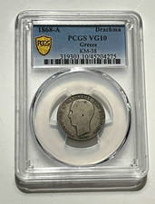 Greece 1868-A 1 Drachma Silver  KM-38 PCGS VG10 Slabbed picture