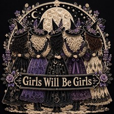 8x8 Framed “Girls Will Be Girls” Witch Art Print picture