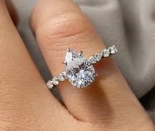 IGI 2.80Ct Pear EF/VS1 Lab Grown Diamond Women Engagement Ring 14k White Gold picture