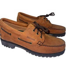 Sebago Ranger Waxy Boat Shoes Mens 9 Brown Leather Lug Sole Mocs 71403 picture
