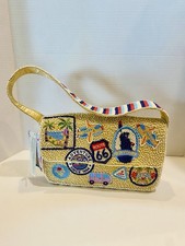 NWT VIRAL TIKTOK BEADED ROUTE 66 NEW YORK USA TRAVEL PATCHES SHOULDER BAG PURSE picture