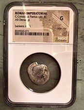 Roman Imperatorial C. Considius Paetus AR Denarius NGC G 46 BC Curule Chair picture