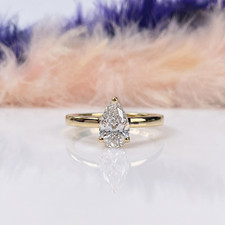 1.50 CT Fancy Pear Cut Lab Created Diamond 14K Gold Solitaire Engagement Ring picture