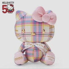 Hello Kitty 50th Anniversary  tartan design Plush Sanrio Rare AUTHENTIC Scottish picture