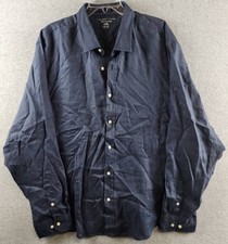 The Men's Store at Bloomingdale's Linen Standard Fit Shirt XXL True Navy L/S picture