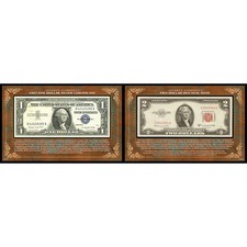 NEW Scarce Currency - 1957 $1 Silver Certificate and $2 Red Seal Note 13332 picture