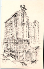Postcard Bradford Hotel Boston MA Sketched Artist Signed Jack Frost picture