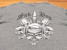 Vintage Sick Boy Motorcycle Skull Shirt Mens XXL Gray Long Sleeve Graphic Grunge picture